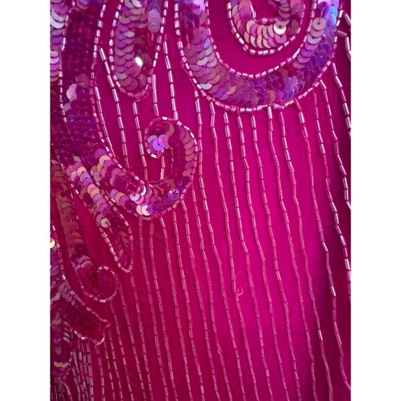 Vintage Carina Pink Silk Hand-Beaded Dress XL See Measurements Glam Hollywood - Picture 14 of 16